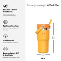 Nerezová termoska Super Sparrow Twistpath s viečkom s ohybnou slamkou – 620 ml – bez BPA, nepriepustná, vhodná do držiaka v aute 3