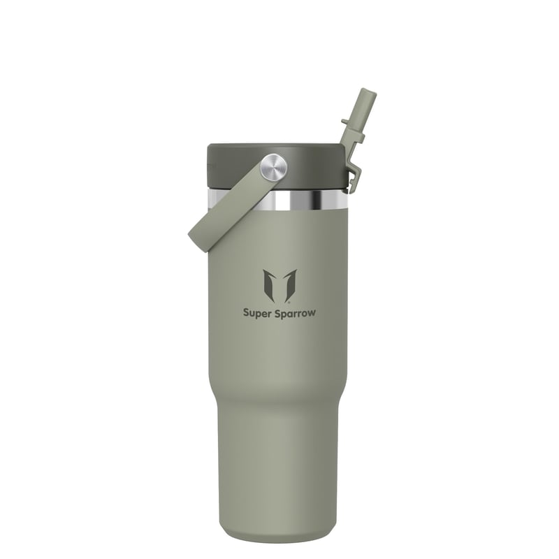 Nerezová termoska Super Sparrow Twistpath s vekom s ohybnou slamkou – 900 ml – bez obsahu BPA, nepriepustná, vhodná do držiaka v aute