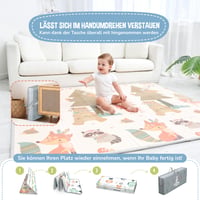 SUPERBE BEBE Detská hracia podložka 180x200x1,5 cm XXL Skladacia vodoodolná penová podložka na plazenie a hranie pre deti Obojstranná podlahová podložka 3