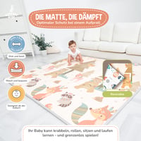 SUPERBE BEBE Detská hracia podložka 180x200x1,5 cm XXL Skladacia vodoodolná penová podložka na plazenie a hranie pre deti Obojstranná podlahová podložka 2