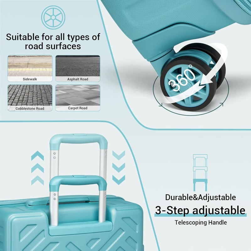 Supercase kemény bőrönd 31L kézipoggyász 4 kerekű TSA zárral türkiz - S(55cm 31L), Turquoise