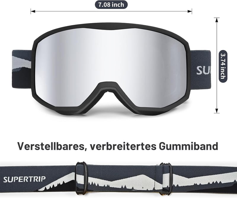 Supertrip síszemüveg napszemüveges felhasználóknak, anti-fog hengeres lencse, UV400 védelem, sisak kompatibilis