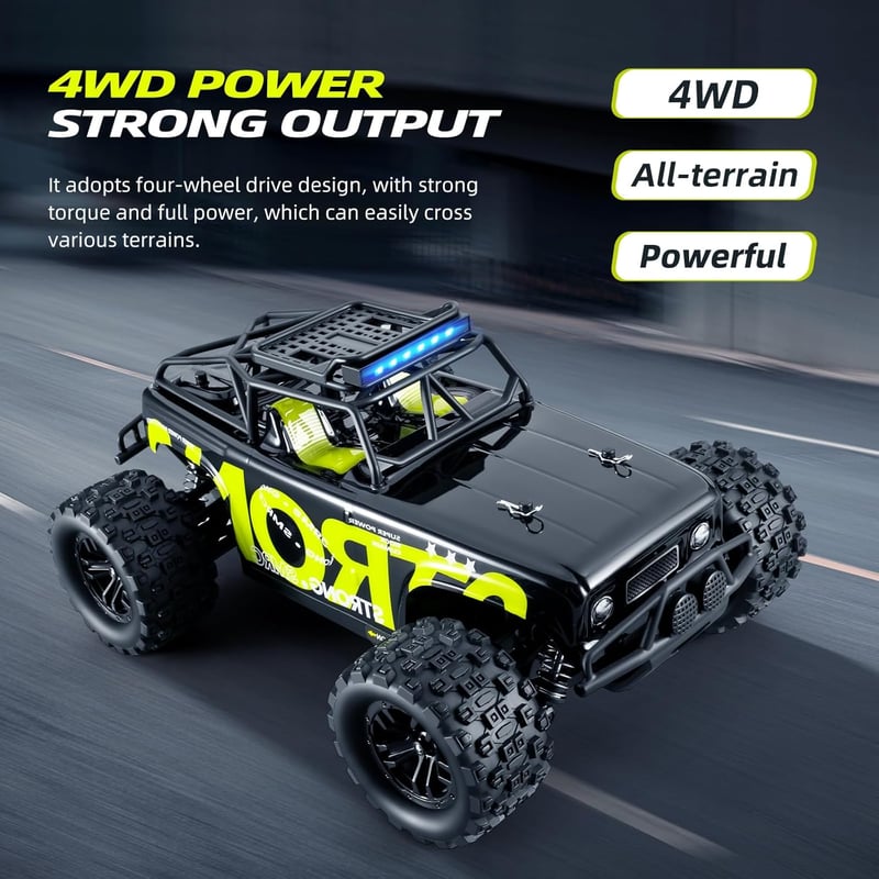 SupKonXi Távirányítós Autó 4WD Terepjáró 40 km/h, 1:18 Monster Truck, 2.4GHz Terep Crawler, 2 Akkumulátor 60 Perc Játékidő, Játékautó Gyerek