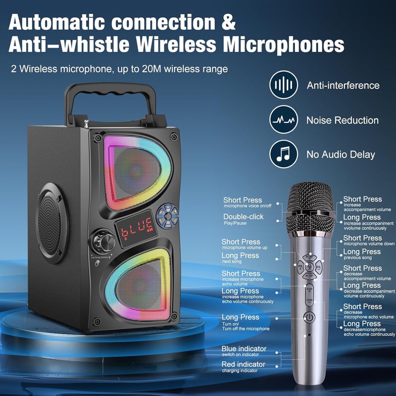 SUPNIU Bluetooth Hangszóró Kettős Mikrofonnal Vezeték Nélküli