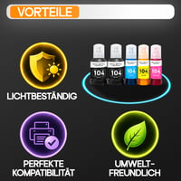 Cartuș de cerneală compatibil Supply Guy 104 pentru imprimante Epson EcoTank ET-4800, ET-2812, ET-2871, ET-2870, ET-2810, ET-2811, ET-2815, ET-2821, ET-2710, ET-2711 - multipack de 5 bucăți 6