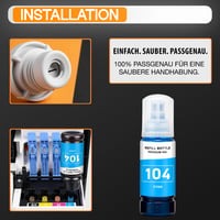 Cartuș de cerneală compatibil Supply Guy 104 pentru imprimante Epson EcoTank ET-4800, ET-2812, ET-2871, ET-2870, ET-2810, ET-2811, ET-2815, ET-2821, ET-2710, ET-2711 - multipack de 5 bucăți 4