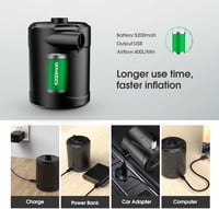 SUPPOU Elektromos Pumpa 5200 mAh Akkumulátorral - Hordozható Légpumpa 3 Fúvókával Medencékhez, Matracokhoz, Csónakokhoz és Felfújható Játéko 3