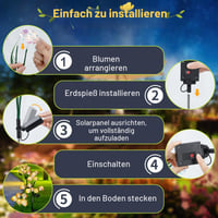 Set 4 Lămpi Solare de Grădină SUPPOU sub formă de Flori, Lămpi Decorative de Exterior pentru Terasă, Gazon și Alei, Înălțime Reglabilă, Moduri Opționale, Rezistente la Apă IP65 6