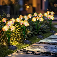 Set 4 Lămpi Solare de Grădină SUPPOU sub formă de Flori, Lămpi Decorative de Exterior pentru Terasă, Gazon și Alei, Înălțime Reglabilă, Moduri Opționale, Rezistente la Apă IP65 1