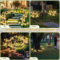 Set 4 Lămpi Solare de Grădină SUPPOU sub formă de Flori, Lămpi Decorative de Exterior pentru Terasă, Gazon și Alei, Înălțime Reglabilă, Moduri Opționale, Rezistente la Apă IP65 7