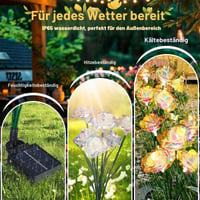 Set 4 Lămpi Solare de Grădină SUPPOU sub formă de Flori, Lămpi Decorative de Exterior pentru Terasă, Gazon și Alei, Înălțime Reglabilă, Moduri Opționale, Rezistente la Apă IP65 4