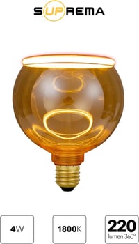 Suprema E27 4W Amber LED Gyűrű Izzó Meleg Fehér 1800K 125mm 5