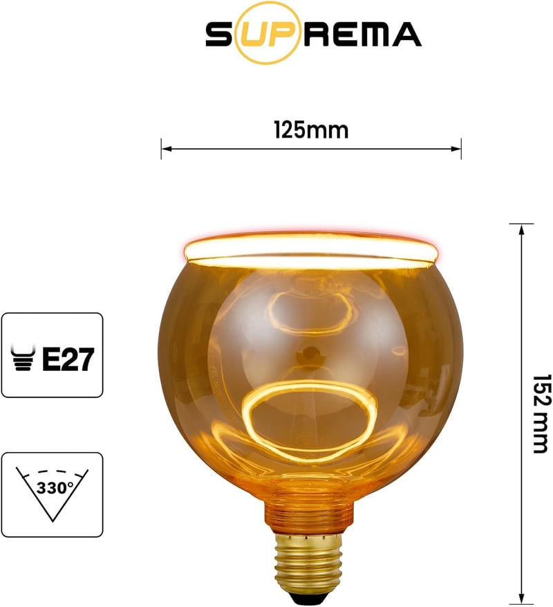 Suprema E27 4W Amber LED Gyűrű Izzó Meleg Fehér 1800K 125mm