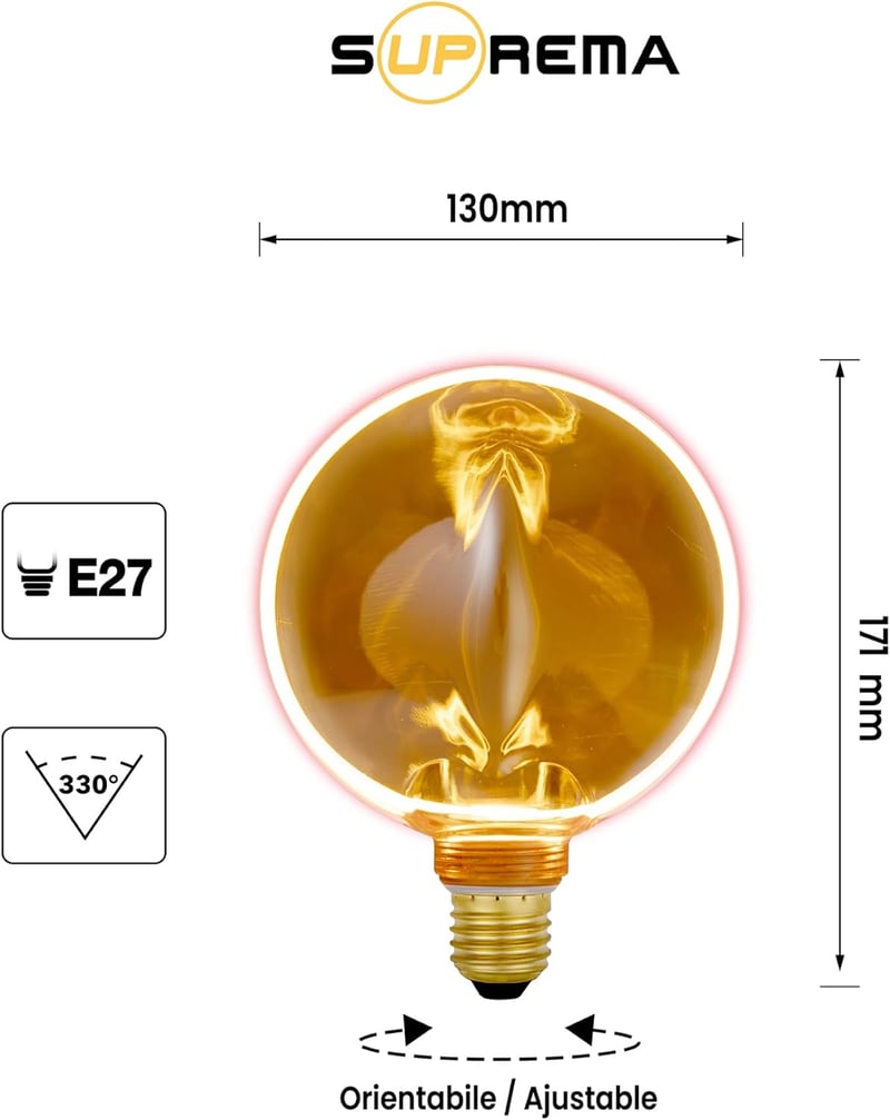 Suprema E27 4W Amber LED Gyűrű Izzó Meleg Fehér 1800K 130mm