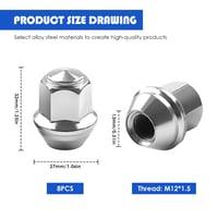 SUPRROW 8db univerzális kerékanya M12x1.5 króm sapkás zárt kúpos 60° Ford Toyota 2
