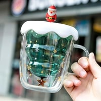 SUPRROW Karácsonyi Dupla Falú Üveg Kávéscsésze Tetővel Macchiato Pohár 5