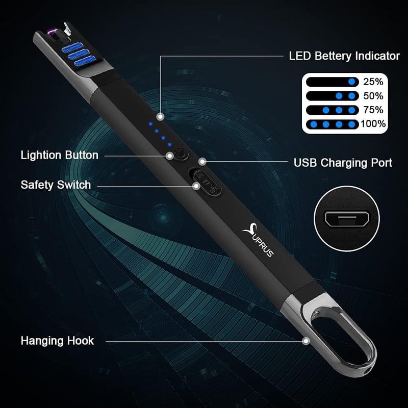 SUPRUS elektromos ívgyújtó USB-s töltéssel, szélálló flamingó gyújtó LED fénnyel