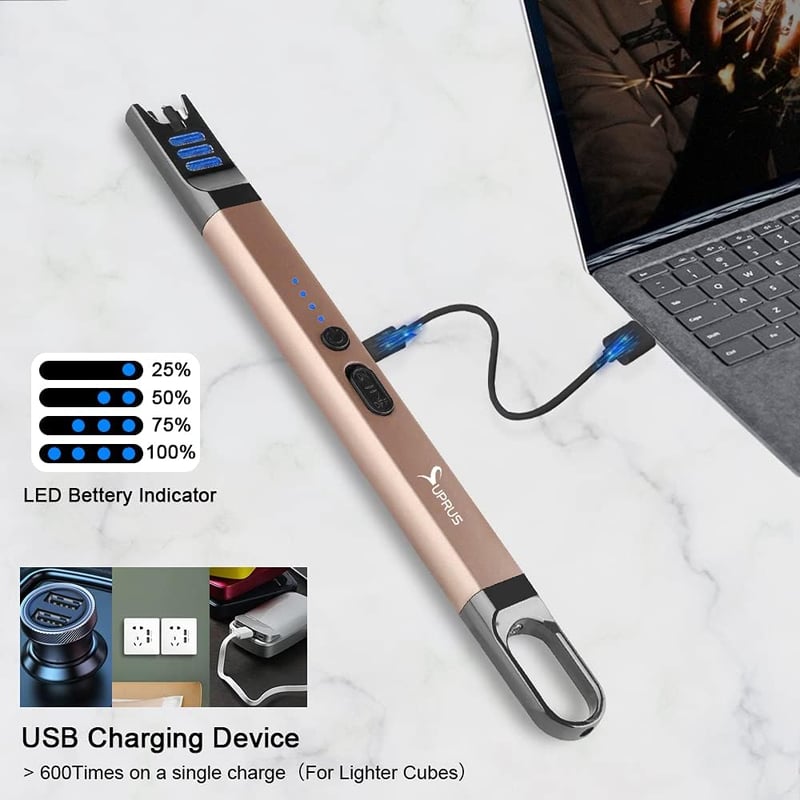 SUPRUS elektromos ívgyújtó USB-s töltéssel, szélálló flamingó gyújtó LED fénnyel