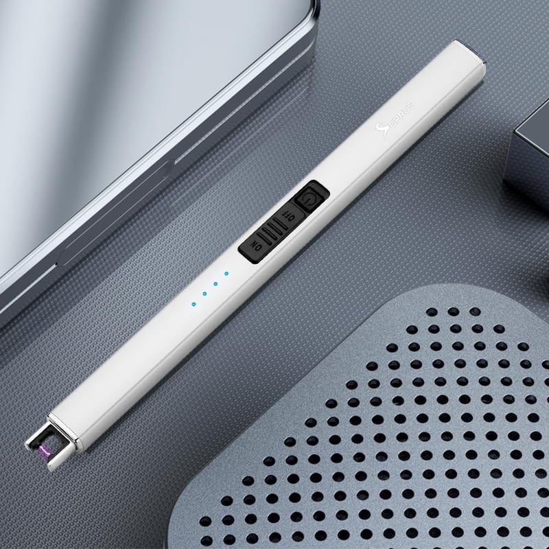 SUPRUS elektromos ívgyújtó USB-s töltéssel szélálló lángmentes ezüst