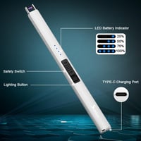 SUPRUS elektromos ívgyújtó USB-s töltéssel szélálló lángmentes ezüst 2