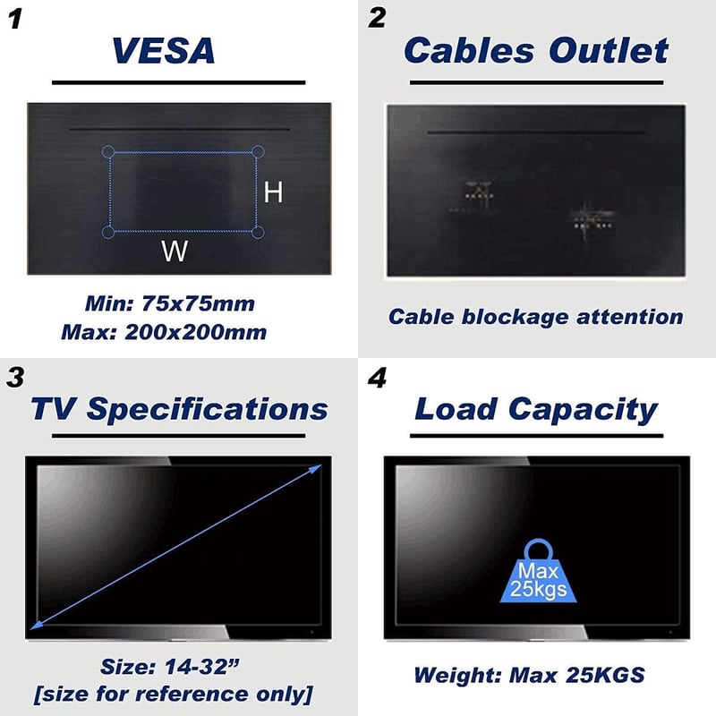 Suptek Dönthető TV Fali Tartó 14-32 Hüvelykes LED LCD Plazma Televíziókhoz VESA 200x200mm Mágneses Vízmértékkel