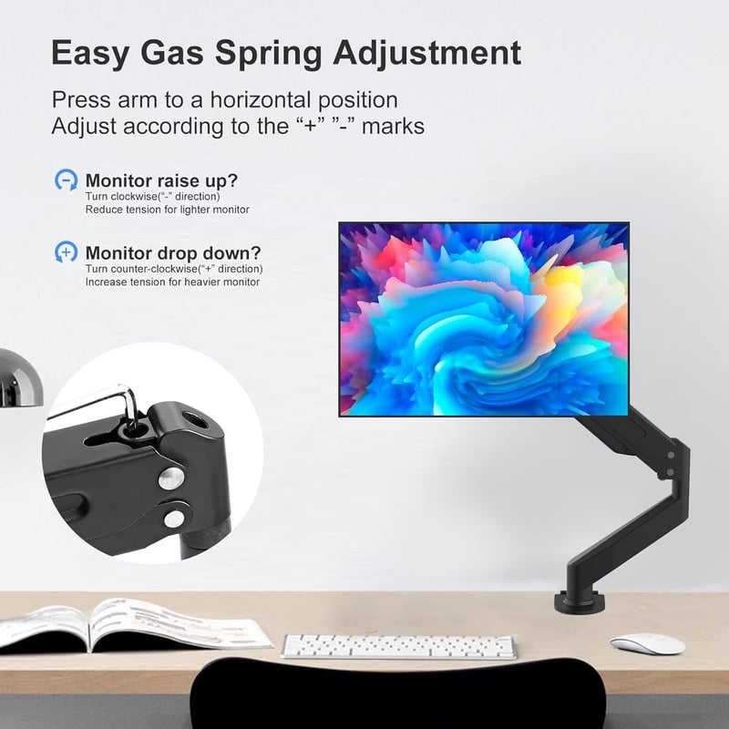 Suptek Gázrugós Monitor Tartó 17-32" Képernyőhöz, VESA 75/100, Magasságállítható Asztali Kar