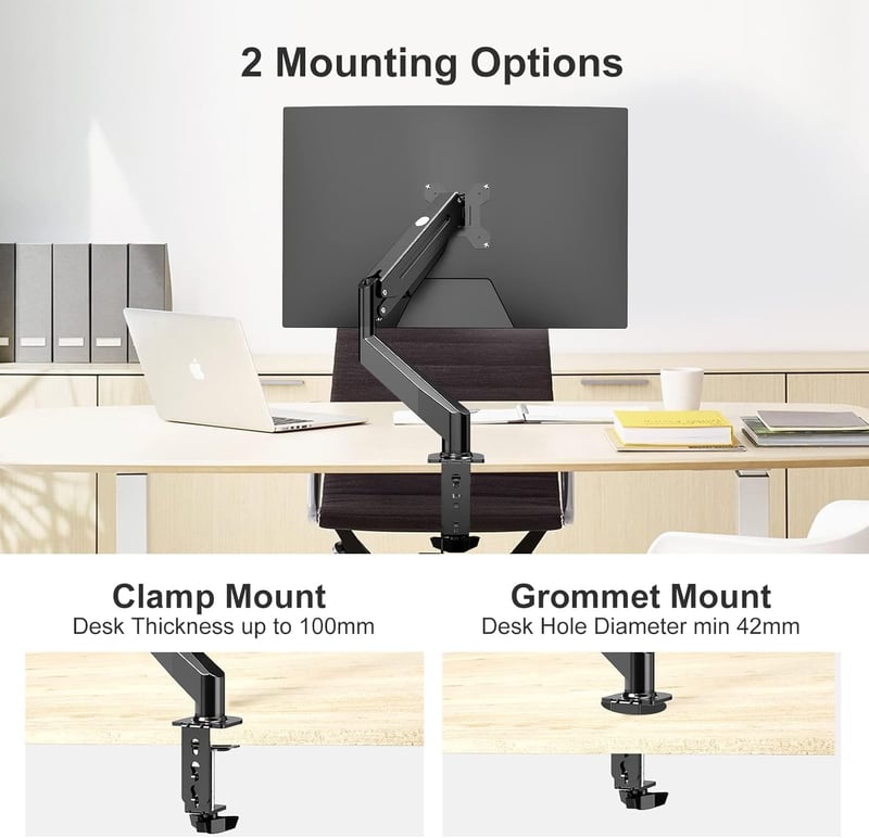Suptek Gázrugós Monitor Tartó 17-32" Képernyőhöz, VESA 75/100, Magasságállítható Asztali Kar