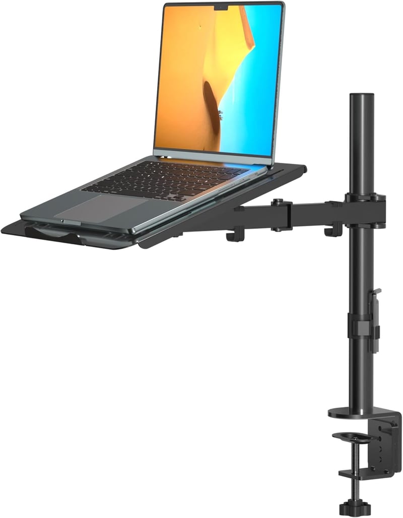 suptek Monitor Tartó Laptop Állvánnyal Teljesen Állítható 13-27 Hüvelykes Képernyőkhöz Fekete Asztali Monitorkar 40cm Rúddal