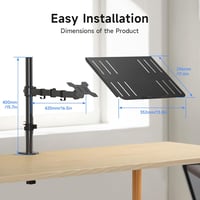 suptek Monitor Tartó Laptop Állvánnyal Teljesen Állítható 13-27 Hüvelykes Képernyőkhöz Fekete Asztali Monitorkar 40cm Rúddal 7
