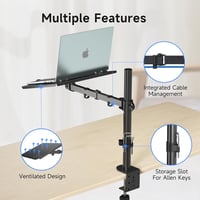 suptek Monitor Tartó Laptop Állvánnyal Teljesen Állítható 13-27 Hüvelykes Képernyőkhöz Fekete Asztali Monitorkar 40cm Rúddal 6