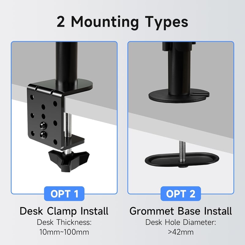 suptek Monitor Tartó Laptop Állvánnyal Teljesen Állítható 13-27 Hüvelykes Képernyőkhöz Fekete Asztali Monitorkar 40cm Rúddal