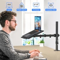 suptek Monitor Tartó Laptop Állvánnyal Teljesen Állítható 13-27 Hüvelykes Képernyőkhöz Fekete Asztali Monitorkar 40cm Rúddal 3