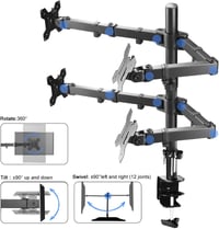 Suptek Quad Monitor Tartó 13-27" Képernyőhöz | Forgatható Dönthető Monitor Kar 3