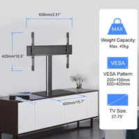 Suptek TS203 univerzális TV állvány 37-65 colos tévéhez, állítható magasság, üveg alap 4