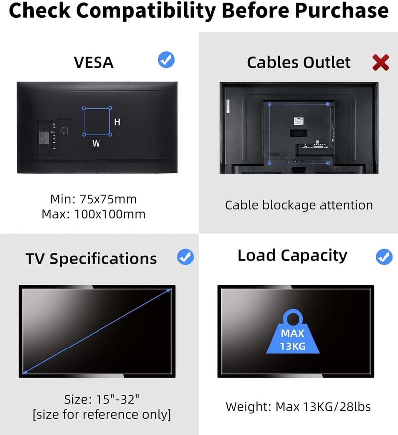Suptek TV fali tartó 15-32 colos monitorokhoz, forgatható és dönthető, VESA 75/100