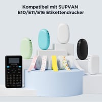 Termálna lepiaca páska SUPVAN E10/E11/E12/E16, 15 mm x 6 m, čierna na bielom podklade, vodoodolná samolepiaca páska na použitie v domácnosti, kancelárii a škole 3