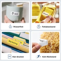 Termálna lepiaca páska SUPVAN E10/E11/E12/E16, 15 mm x 6 m, čierna na bielom podklade, vodoodolná samolepiaca páska na použitie v domácnosti, kancelárii a škole 5