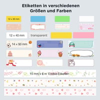Termálna lepiaca páska SUPVAN E10/E11/E12/E16, 15 mm x 6 m, čierna na bielom podklade, vodoodolná samolepiaca páska na použitie v domácnosti, kancelárii a škole 4