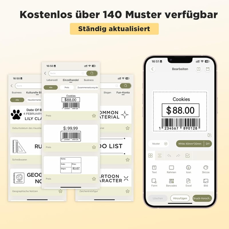SUPVAN T50M Pro Bluetooth címkenyomtató szett 4 tekercs fehér címkével