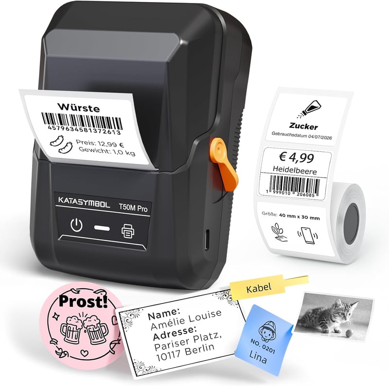 Imprimantă de etichete Bluetooth SUPVAN T50M Pro cu etichete late rezistente la apă, compatibilă cu dispozitive mobile și PC, pentru afaceri, birou, școală și acasă