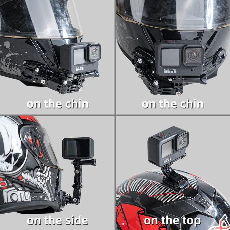 SUREWO Bukósisak Állrész Kamera Tartó GoPro Hero 7/6/5/4 Kamerákhoz - Állítható Rögzítő Szett Motorosoknak, 180 Fokos Forgató Mechanizmussal