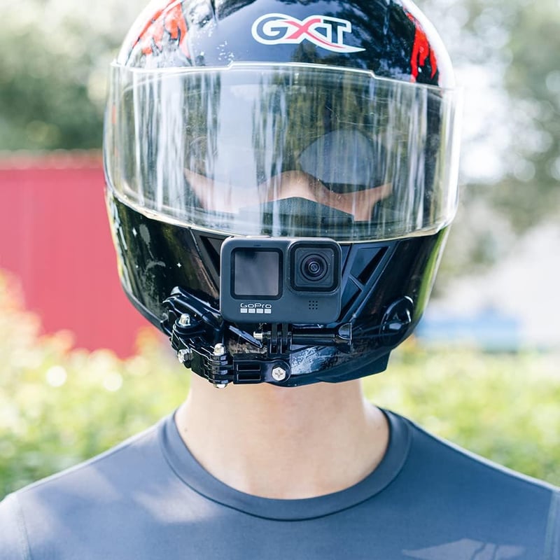 SUREWO Bukósisak Állrész Kamera Tartó GoPro Hero 7/6/5/4 Kamerákhoz - Állítható Rögzítő Szett Motorosoknak, 180 Fokos Forgató Mechanizmussal