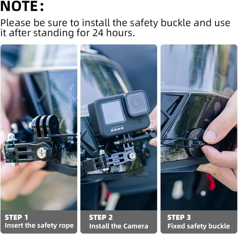 SUREWO Bukósisak Állrész Kamera Tartó GoPro Hero 7/6/5/4 Kamerákhoz - Állítható Rögzítő Szett Motorosoknak, 180 Fokos Forgató Mechanizmussal