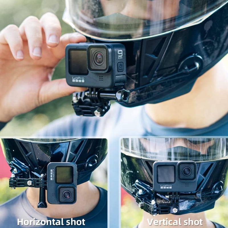 SUREWO Bukósisak Állrész Kamera Tartó GoPro Hero 7/6/5/4 Kamerákhoz - Állítható Rögzítő Szett Motorosoknak, 180 Fokos Forgató Mechanizmussal