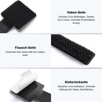 SURFOU 60 ks samolepiacich nylonových organizérov na káble, nastaviteľné a opakovane použiteľné držiaky káblov na stôl a do kancelárie, pre PC, TV, čierne 3