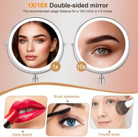 SURFOU 8 Colos Kozmetikai Tükör 10X/1X Nagyítással, Világítással és 360° Forgatható 3