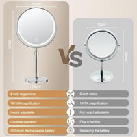 SURFOU 8 Colos Kozmetikai Tükör 10X/1X Nagyítással, Világítással és 360° Forgatható 6