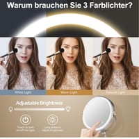 Oglindă cosmetică iluminată SURFOU de 8 inchi, mărire 10X/1X, față-verso, 3 temperaturi de culoare, reglabilă (dimmable), înălțime ajustabilă, pentru călătorii și acasă 7