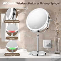 Oglindă cosmetică iluminată SURFOU de 8 inchi, mărire 10X/1X, față-verso, 3 temperaturi de culoare, reglabilă (dimmable), înălțime ajustabilă, pentru călătorii și acasă 4