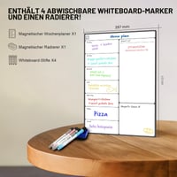 Magnetická biela tabuľa na chladničku SURFOU A3 – stierateľný samolepiaci týždenný plánovač, plánovač jedálnička, nákupný zoznam so 4 fixkami a stierkou, pre domácnosť a kanceláriu 3